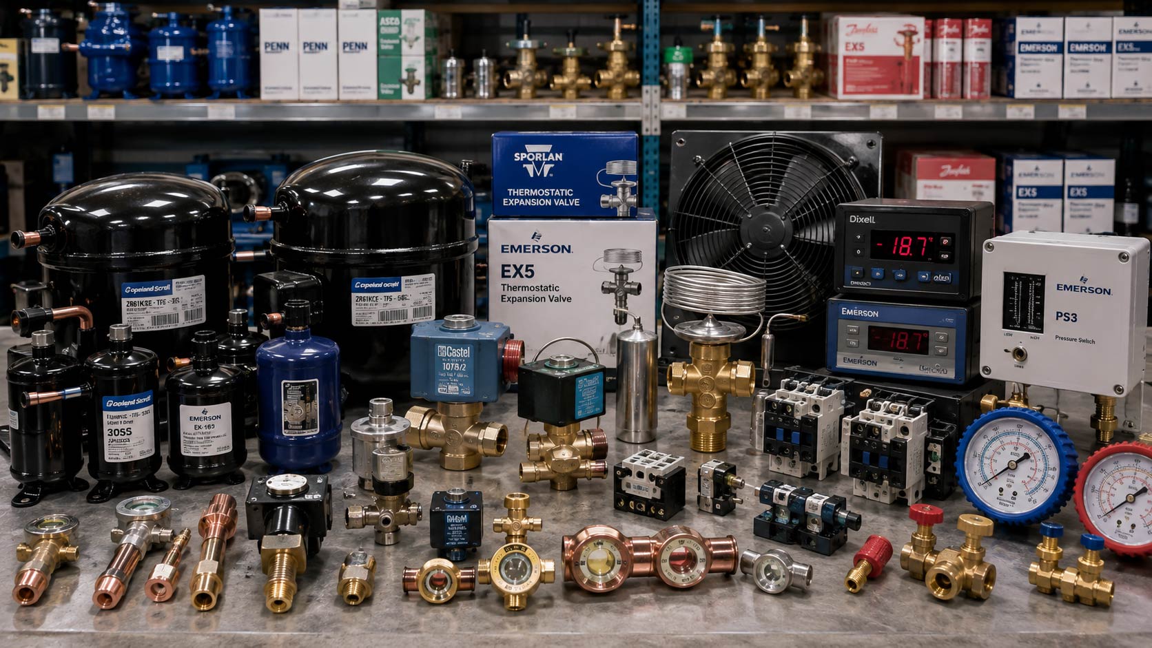 Commercial refrigeration components controls valves and service supplies